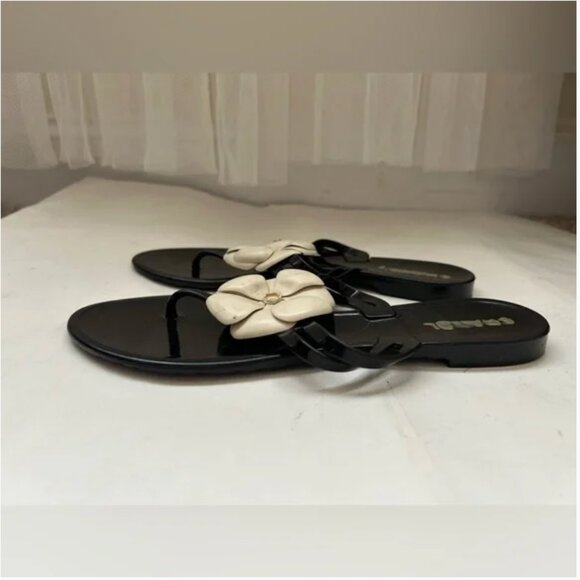 Chanel black sandals with flowers size 39 US 8 - Picture 5 of 11